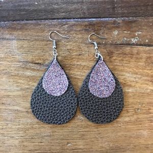 Faux leather dangle earrings